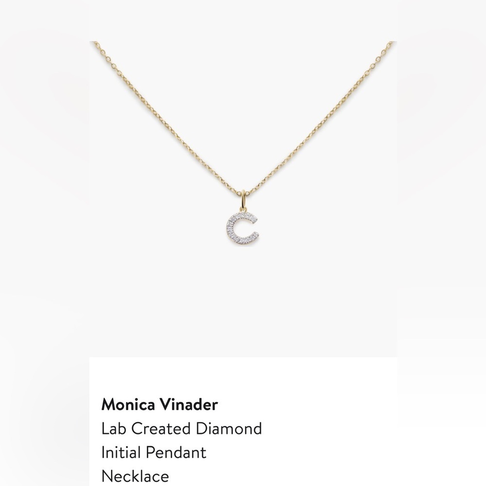 Monica Vinader 14k Gold Necklace with Lab Created Diamond Initial C Pendant